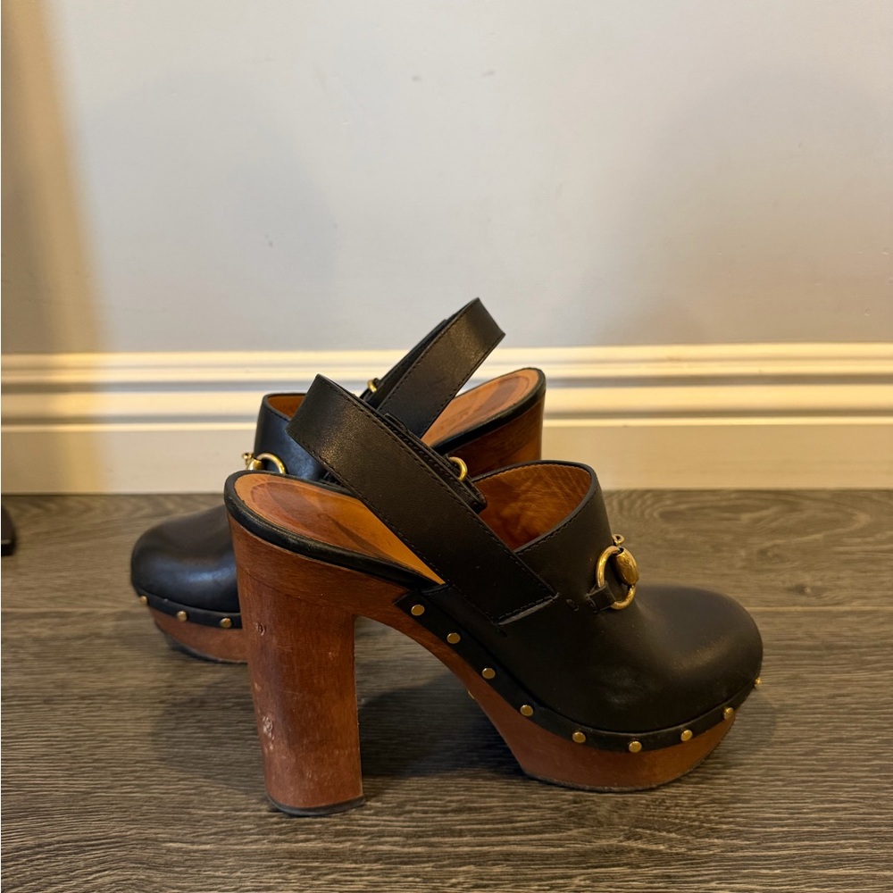 Black Leather Women’s Clogs - Picture 2 of 10